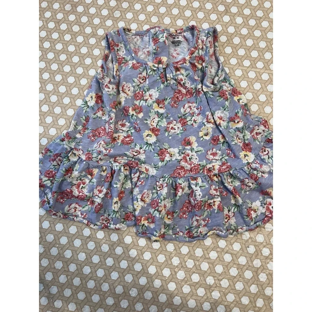 Ralph Lauren‎ Girl Sleeveless Blue Floral  Dress Size 6 months